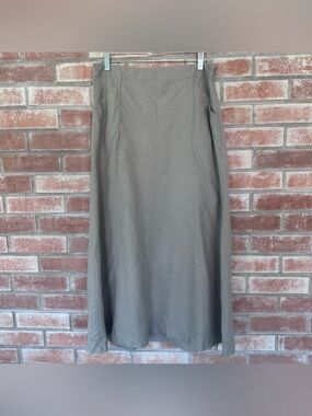 J. Jill Love Linen Skirt Long Taupe Gray Lagenlook Women’s Medium Minimalist